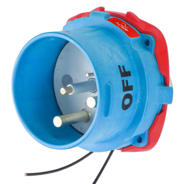63-98042-262 - DSN150 INLET POLY BLUE SIZE 5 TYPE 4X IP 69 2P+G 150A 480 VAC 60 Hz +2 AUX